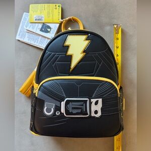 New DC  Loungefly Black Adam backpack mini Black and Yellow Lightning Backpack